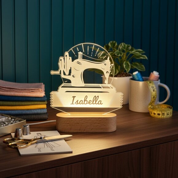 Sewing Machine Custom Name Light • Personalized LED Cloud Decor • Kids Gift - Picture 8 of 8